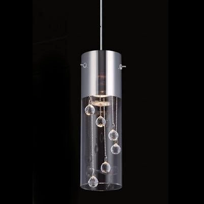 LAMPA wisząca CORDELL MDM1835-1 Italux szklana OPRAWA z kryształkami ZWIS tuba crystal chrom przezroczysta