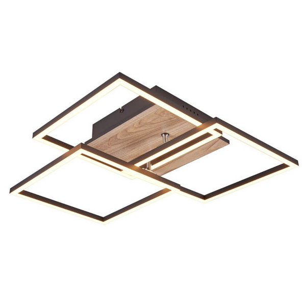 Kwadratowa lampa sufitowa CHOROS DL135-62883 LED 27W 2700 - 6000K drewniany