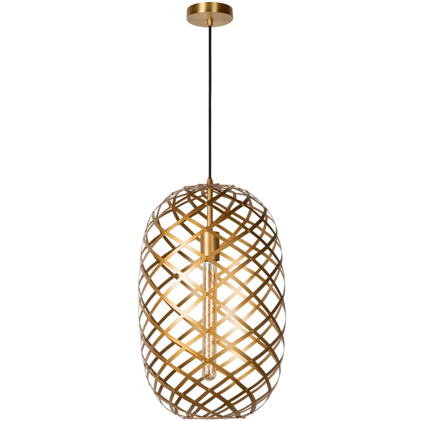 Loftowa LAMPA wisząca WOLFRAM  21417/32/02 Lucide metalowa OPRAWA klatka zwis mosiądz