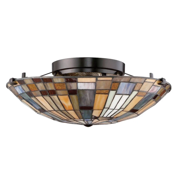 Witrażowy plafon Inglenook QZ-INGLENOOK-F-SMALL do jadalni kolorowy