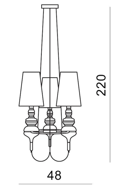 3-płomienny żyrandol vintage Baroco czarny do jadalni