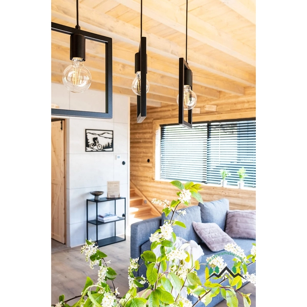 Wisząca LAMPA kwadratowa Lavaya K-4033 Kaja metalowa OPRAWA na listwie ZWIS ramki frame czarne