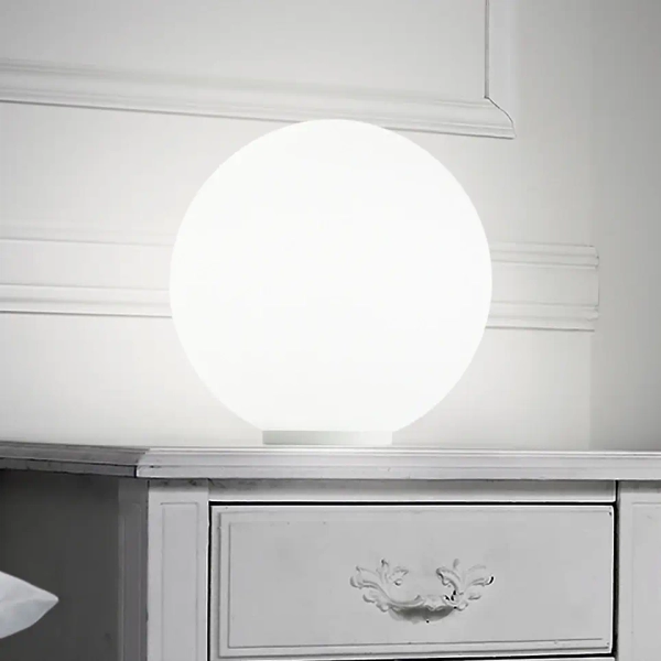 Lampka stolikowa szklana Mapa biała kulista 1xE27 42W nocna sypialniana 9155