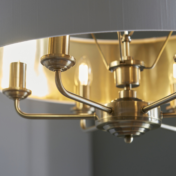 Lampa wisząca Highclere 98933 Endon na łańcuchu biała mosiądz