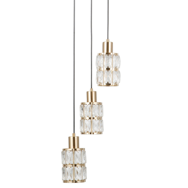 Wisząca lampa do salonu szklana Alma PND-40668-3-HBR złoty przezroczysty