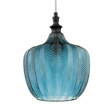 Szklana lampa wisząca nad stół BURGOS LE41917 niebieski czarny