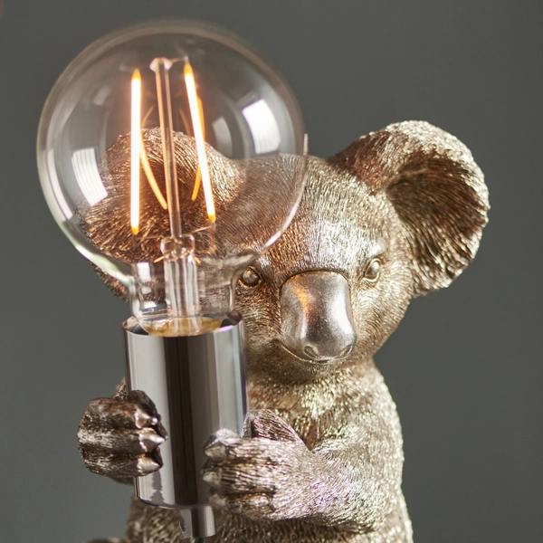 Lampka stołowa dekoracyjna L&-195081 Light& koala srebrna chrom