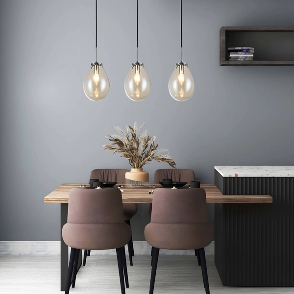 LAMPA wisząca FONDI LP-1214/3L Light Prestige szklana OPRAWA listwa zwis skandynawski czarny przezroczysty