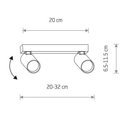 Metalowa lampa regulowana sufitowa Fourty 10737 tuby podwójne czarne