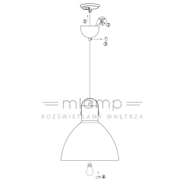 LAMPA wisząca EAGLE 106550 Markslojd metalowa OPRAWA zwis kopuła czarna