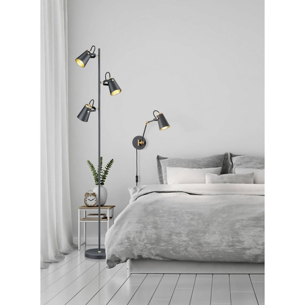 Podłogowa lampa z abażurkami Edward 408800332 do salonu czarny