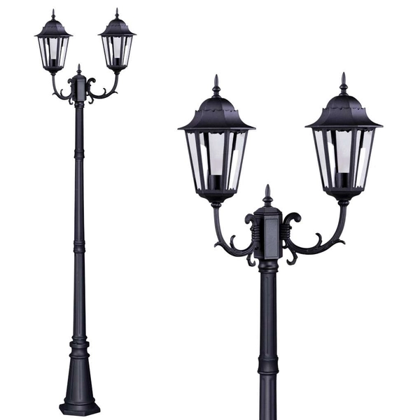 Stojąca LAMPA zewnętrzna Lozana K-7006A2/2 Kaja metalowa OPRAWA ogrodowa klasyczna latarnia masztowa IP44 czarny