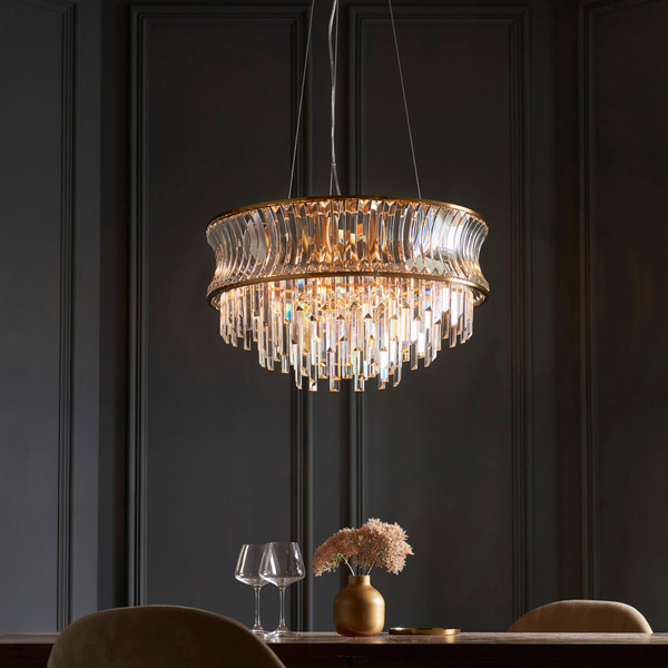 Wisząca lampa glamour L&-1107785 szklana mosiądz przezroczysty