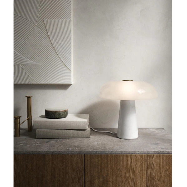 Stołowa lampka Glossy 2020505001 DFTP grzyb opalizowana marmur biała