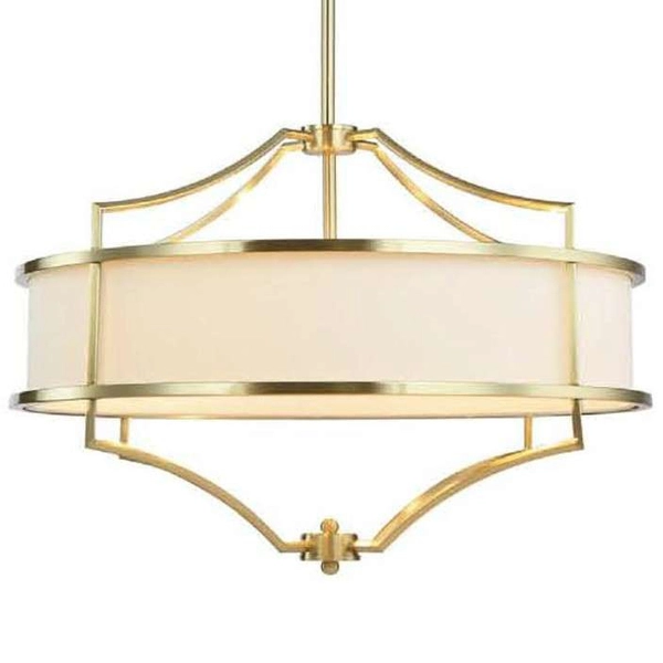 LAMPA okrągła Stesso Old Gold M Orlicki Design wisząca OPRAWA w stylu klasycznym abażurowa kremowa złota