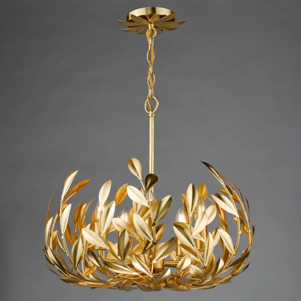 Łańcuchowa lampa wisząca Ercilia ERC0535 liście gałęzie złote