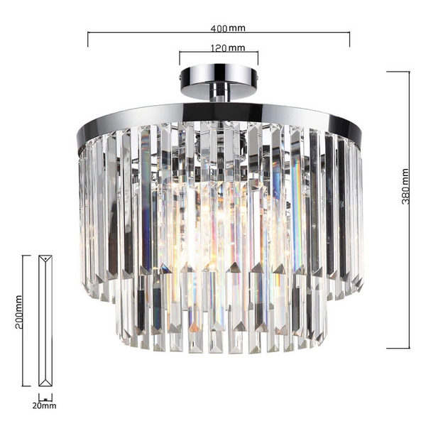 Plafon LAMPA sufitowa VETRO LP-2910/4C Light Prestige okrągła OPRAWA glamour z kryształkami crystals przezroczysty chrom