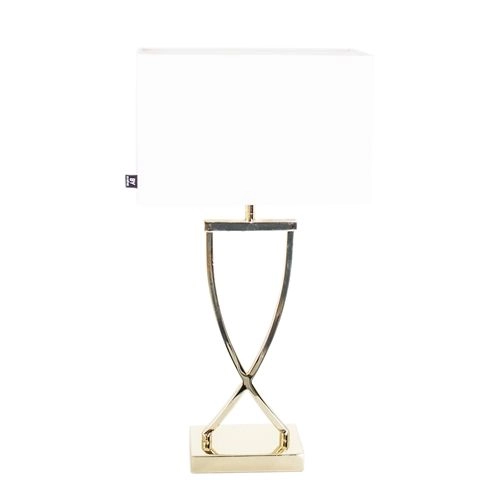 Stojąca lampa sypialniana Omega na szafkę nocną biała złota