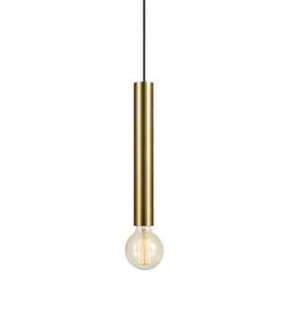 Salonowa lampa wisząca Sencillo metalowa tuba mosiądz