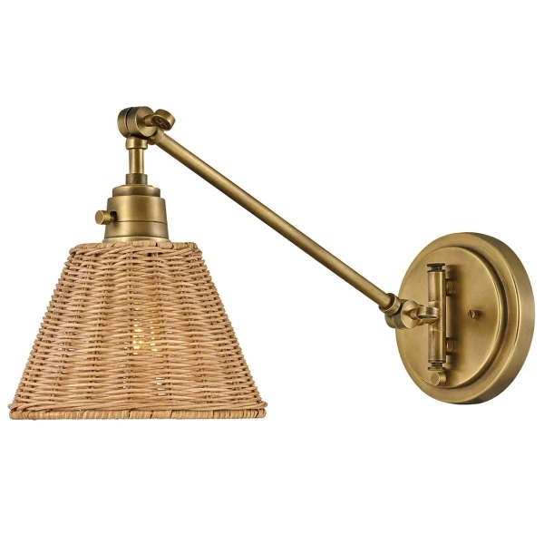 Ekologiczna lampa ścienna Arti HK-ARTI-1W-HB-NR rattan mosiądz