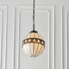 Kulista lampa wisząca Fargo 67044 Interiors Tiffany nad stół witraż beżowa czarna