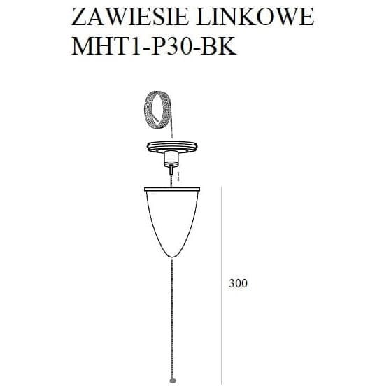 Zawiesie linkowe bez uchwytu do szyn DOBAC MHT1-P30-BK TRACK Maxlight regulacja 3m czarne