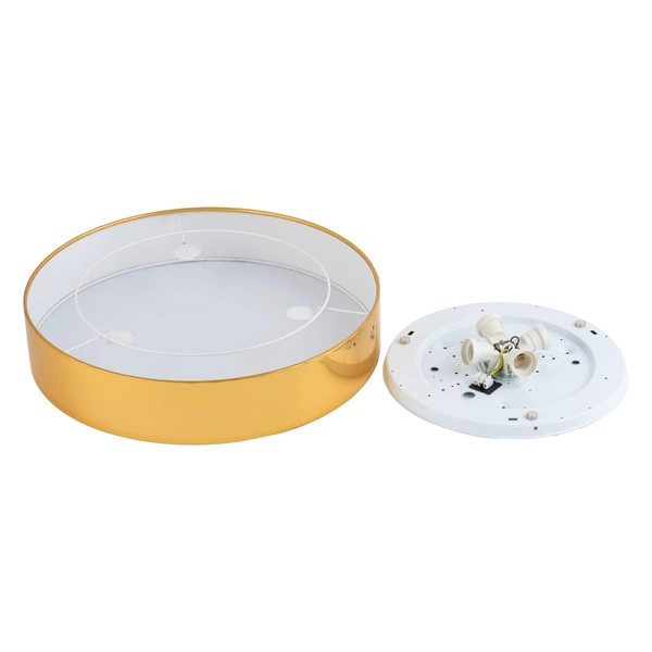 Salonowy plafon glamour Rondo 4843 TK Lighting tkaninowy abażur złoty