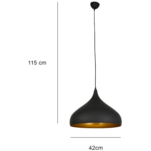 Loftowa LAMPA wisząca 8112/1 -01 Elem metalowa OPRAWA industrialny ZWIS kropla czarna złota