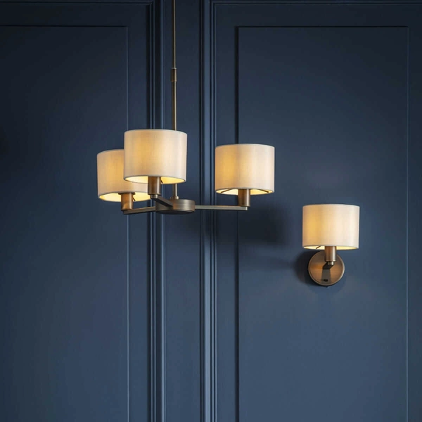 Pokojowa lampa ścienna Daley 73018 Endon klasyczna antyczny brąz biała