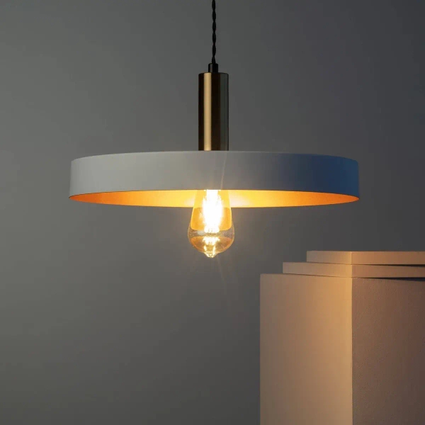 Okrągła lampa wisząca Dario ABR-LWO-DARIO-B metalowa biała złota