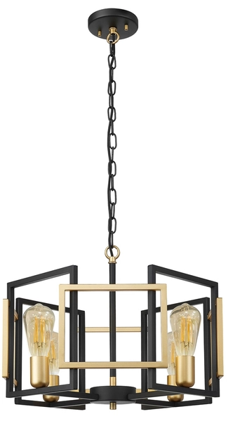 Metalowa wisząca lampa Primero PND-44003-4-BK-GD złota
