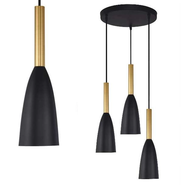 LAMPA wisząca SOLIN LP-181/3P BK/GD Light Prestige metalowa OPRAWA hygge ZWIS kaskada czarna złota
