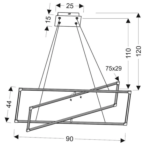 LAMPA wisząca KSEROS A0033-321 Candellux metalowa OPRAWA prostokątna LED 45W 4000K ramki frames chrom
