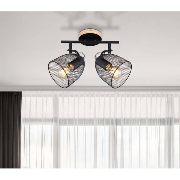 Sufitowa lampa kierunkowa Josina 54034-2 czarna drewno