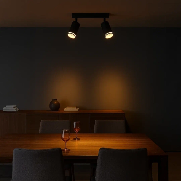 Podwójna sufitowa lampa Pipe Ring Spot ML2069 na listwie czarny