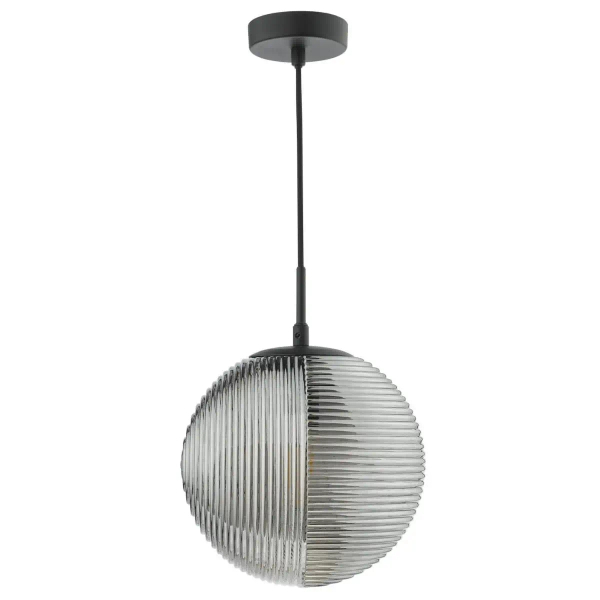 Kulista wisząca lampa Evander EVA0122 kula czarna przydymiona