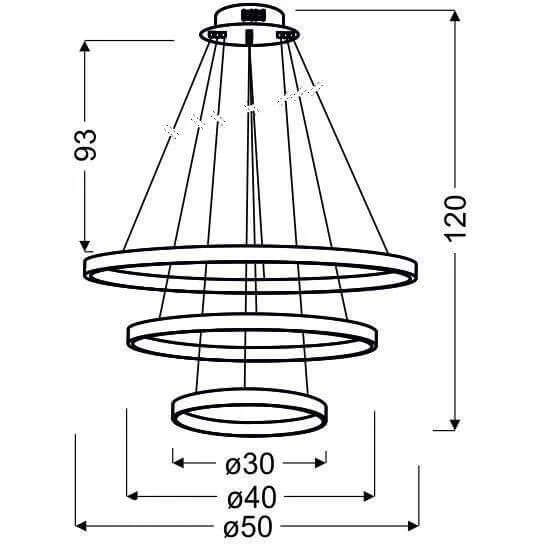 Nowoczesna lampa wisząca Lune LED 60W rings do salonu złote