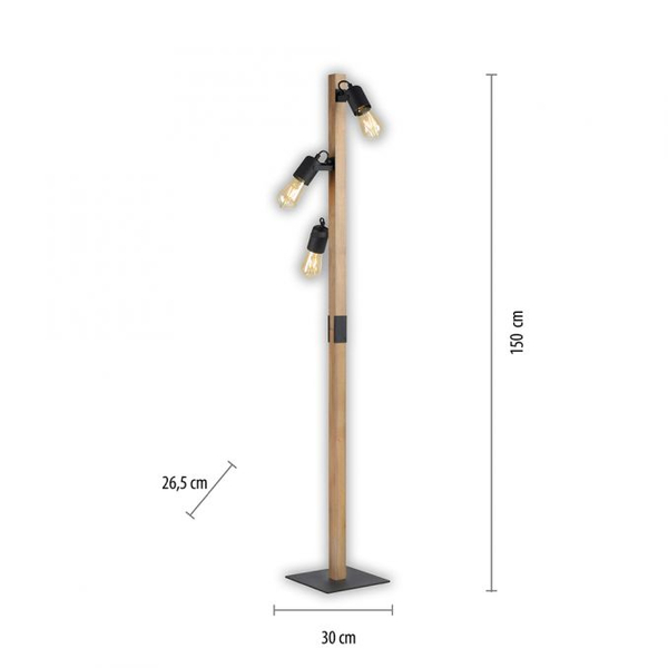 Lampa podłogowa Canop 15629-18 do sypialni drewniana czarna