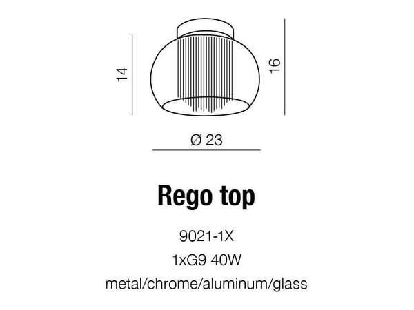 Sypialniany plafon szklany Rego nad łóżko glamour chrom