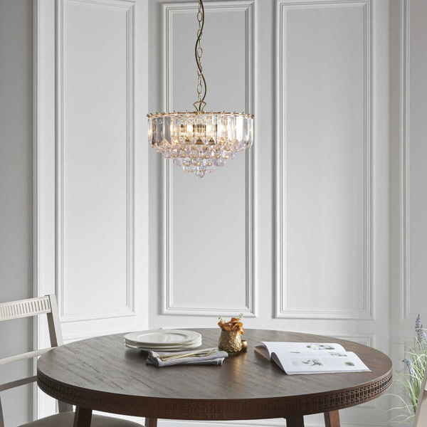 Lampa wisząca z kryształkami Fargo FARGO-14BP Endon mosiądz przezroczysta