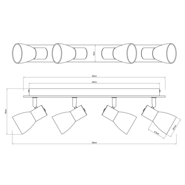 Lampa reflektorowa Claude 54307-4W drewno przydymiona