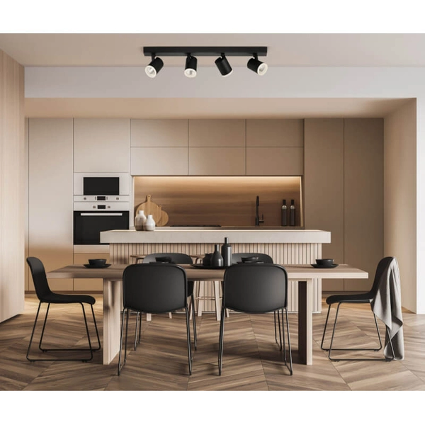 Salonowa lampa metalowa Helvia 4-punktowa LED 20W czarna