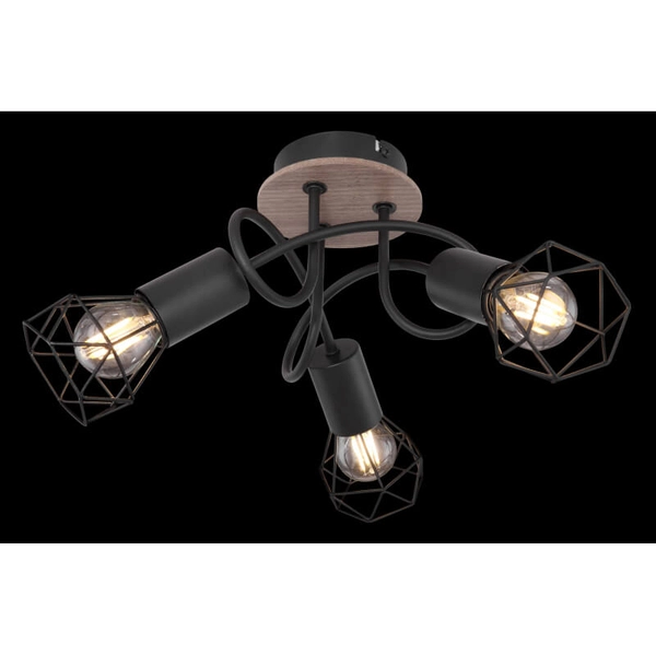 Lampa sufitowa ruchoma Xara 54802S-3DH czarna drewno