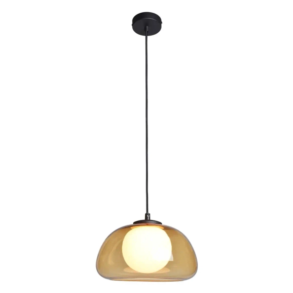 Szklana lampa wisząca do salonu Ainale PND-54637-1-BK-YLL bursztynowa