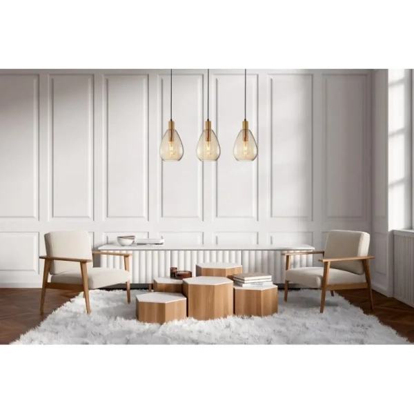 Lampa na listwie wisząca Zulo PND-27812-3-BRO-AMB do jadalni bursztynowa