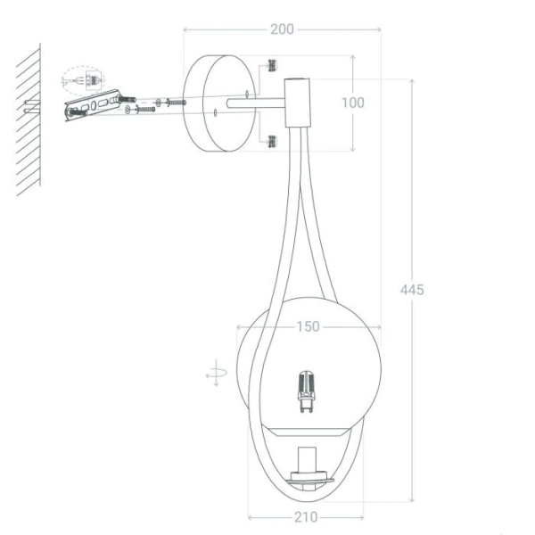 Szklana lampa na ściane Milano ABR-KA-G9 Abruzzo kula złoty biały