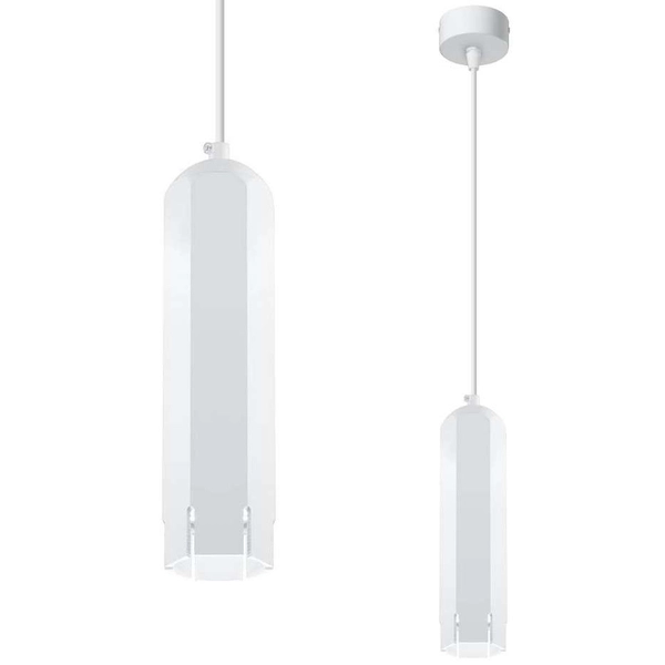 Industrialna lampa wisząca Tuba 31-77684 sześciokątna metalowy zwis biały