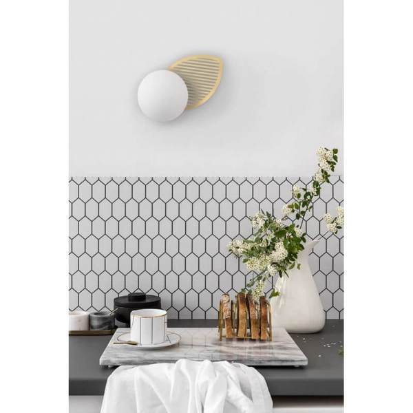 Ścienna kulista lampa Fyllo FYB13000 do sypialni kula ball biała złota