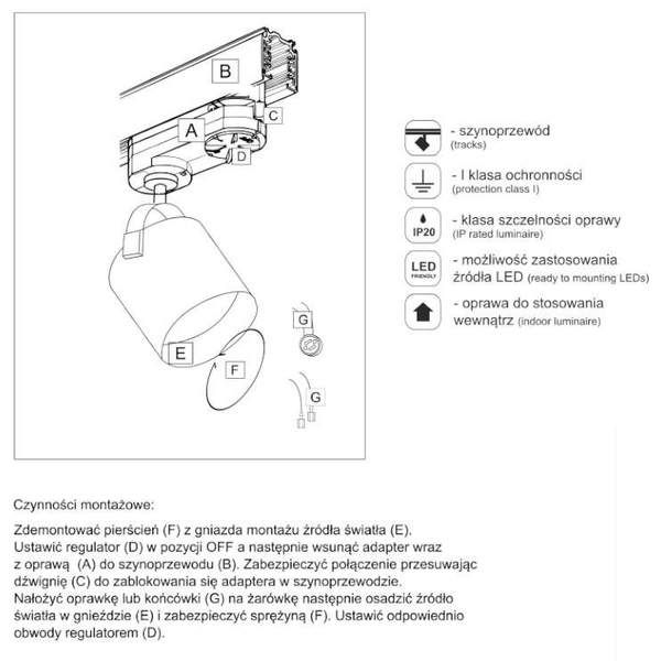 Reflektorowa LAMPA sufitowa TENRI 6616 Shilo regulowana OPRAWA tuba do szynowego systemu 3-fazowego czarna
