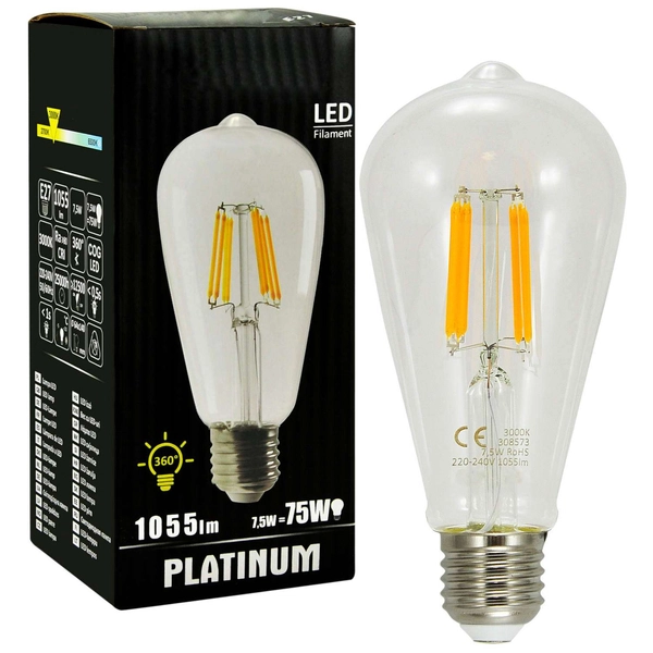Klimatyczna ŻARÓWKA dekoracyjna 308573 Polux E27 ST64 LED 7,5W 3000K 1055 lm 230V biała ciepła